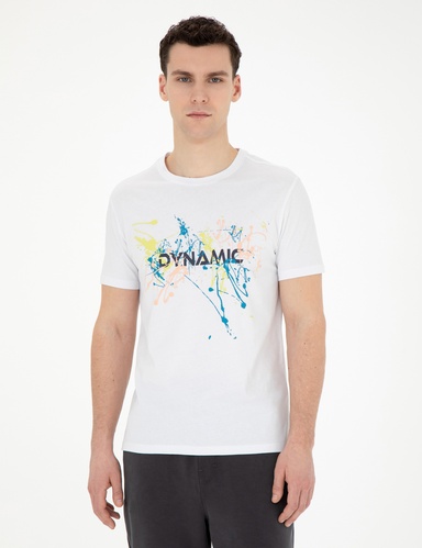 Beyaz Slim Fit %100 Pamuk Bisiklet Yaka Tişört