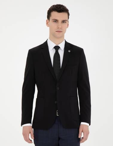 Siyah Esnek Fit Blazer Ceket