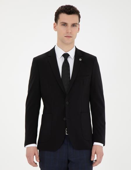 Siyah Esnek Fit Blazer Ceket - 50287775017