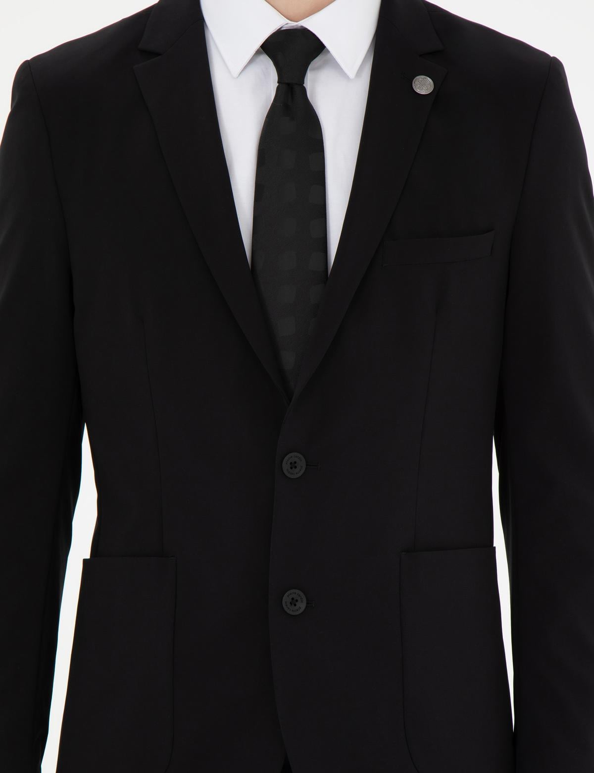 Siyah Esnek Fit Blazer Ceket - 50287775017