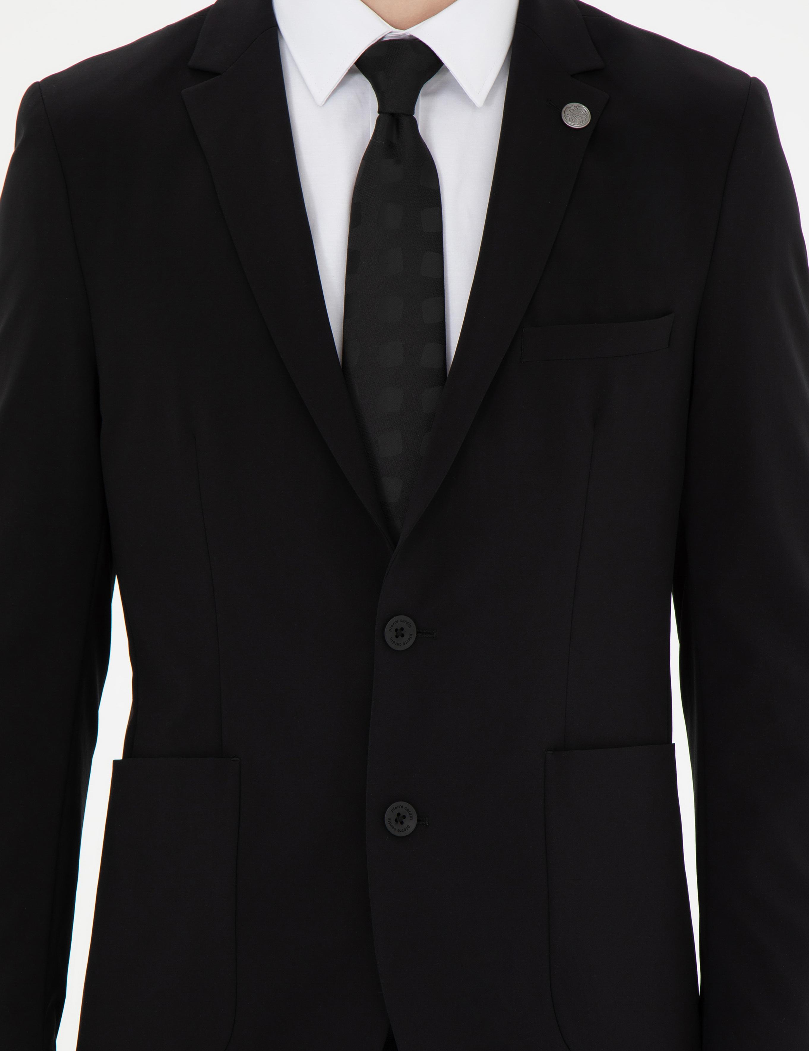 Siyah Esnek Fit Blazer Ceket