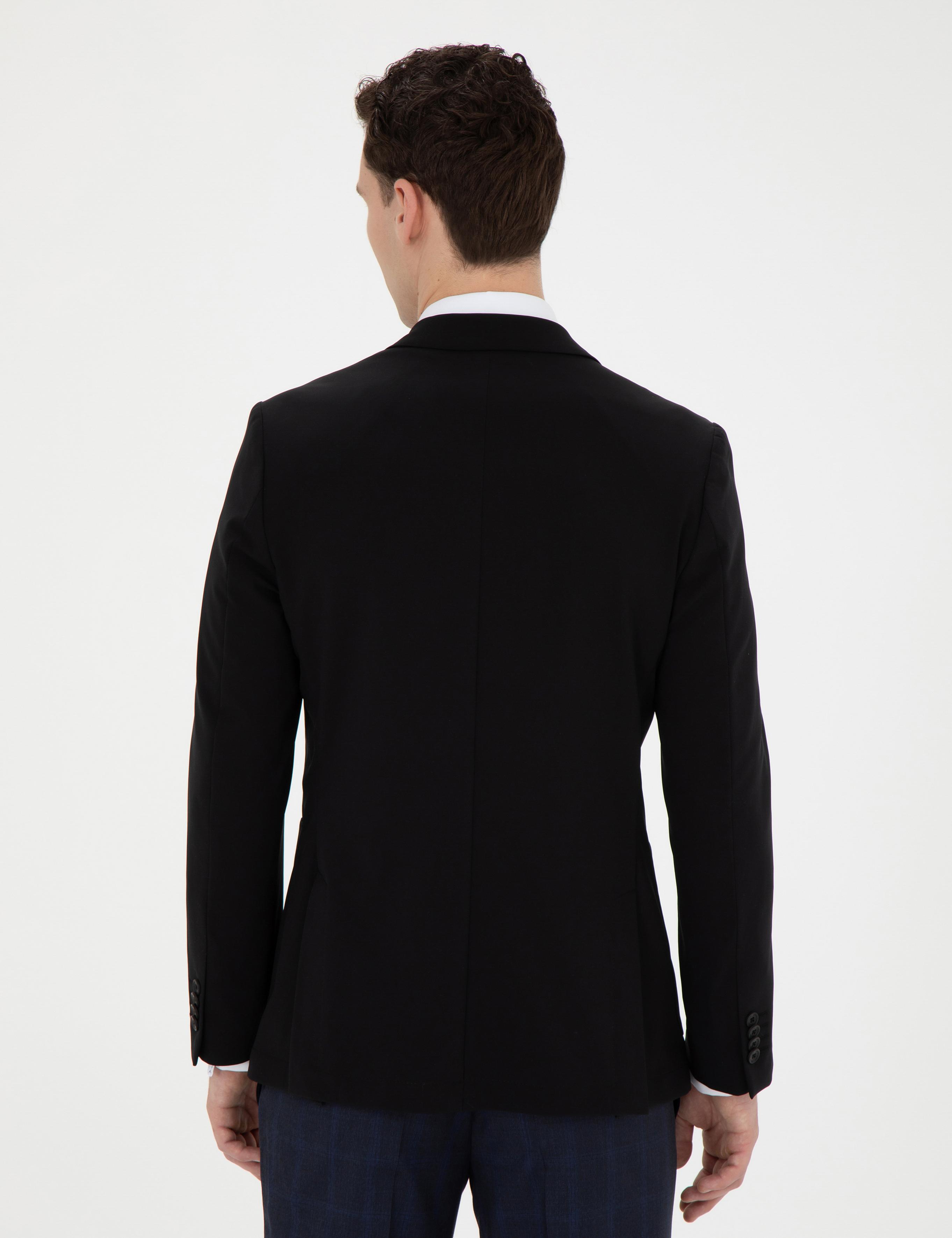 Siyah Esnek Fit Blazer Ceket