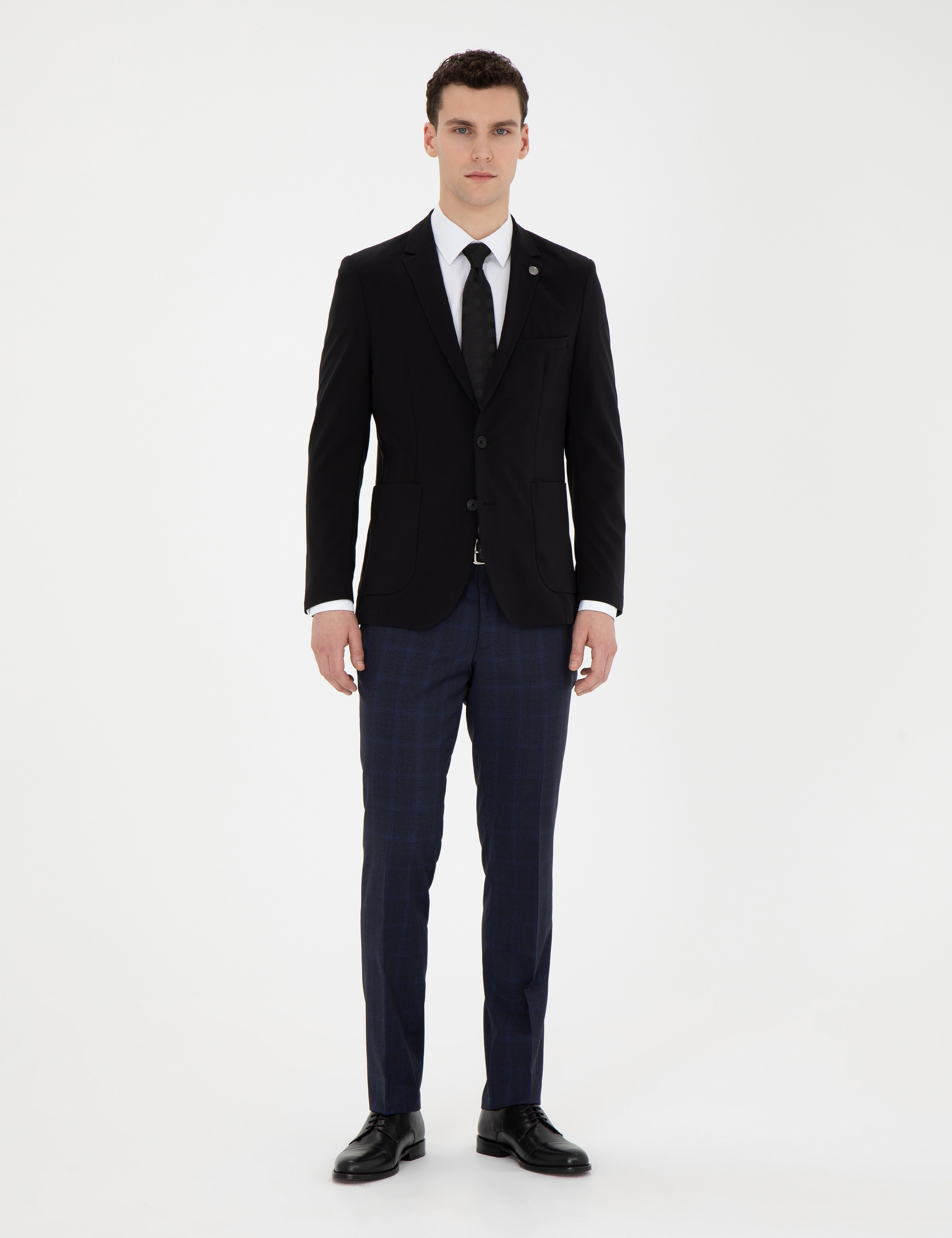 Siyah Esnek Fit Blazer Ceket