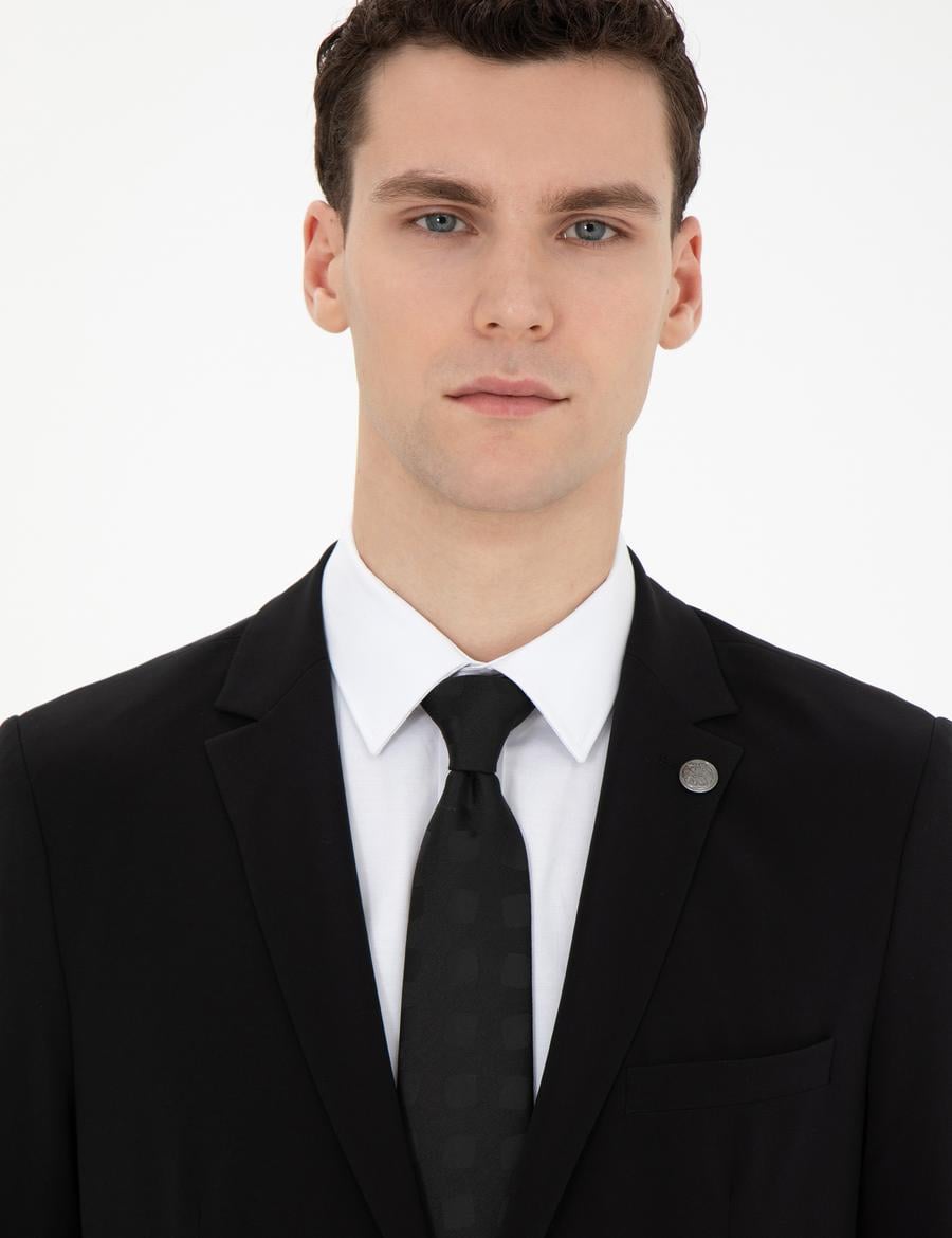 Siyah Esnek Fit Blazer Ceket