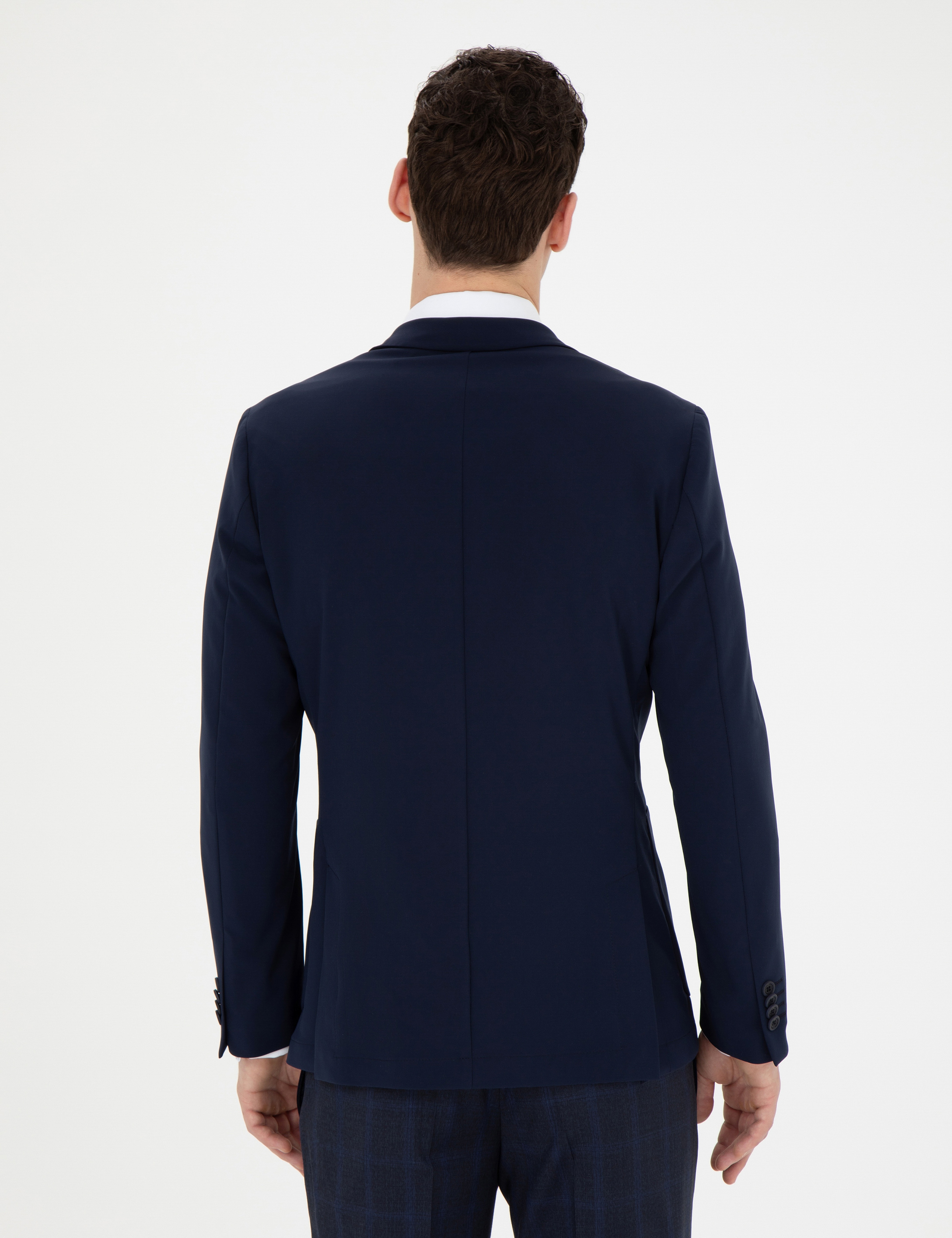 Lacivert Esnek Fit Blazer Ceket - Image 5
