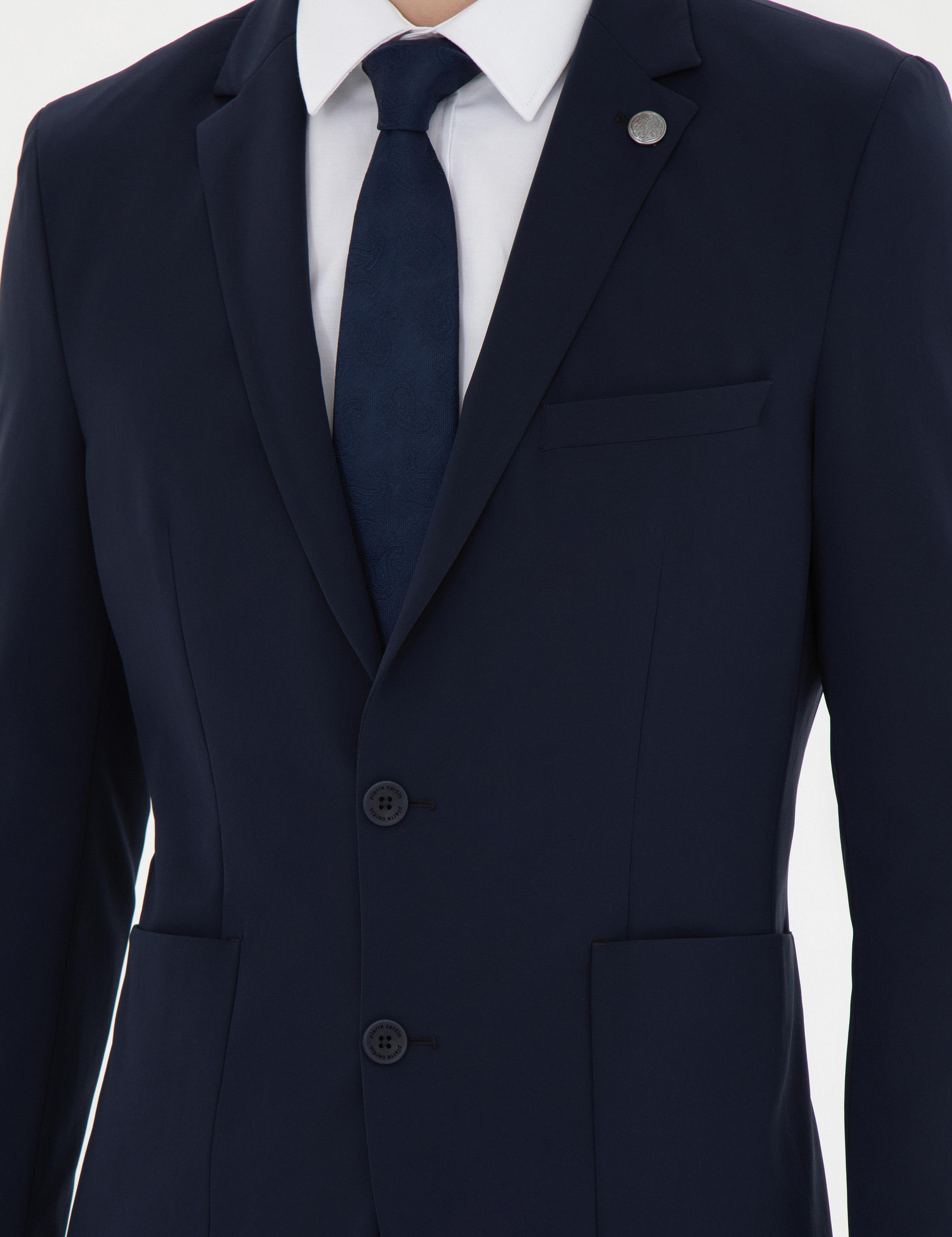 Lacivert Esnek Fit Blazer Ceket