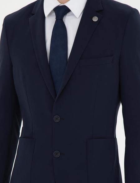 Lacivert Esnek Fit Blazer Ceket - 50287775041