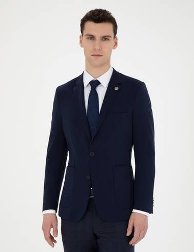 Lacivert Esnek Fit Blazer Ceket