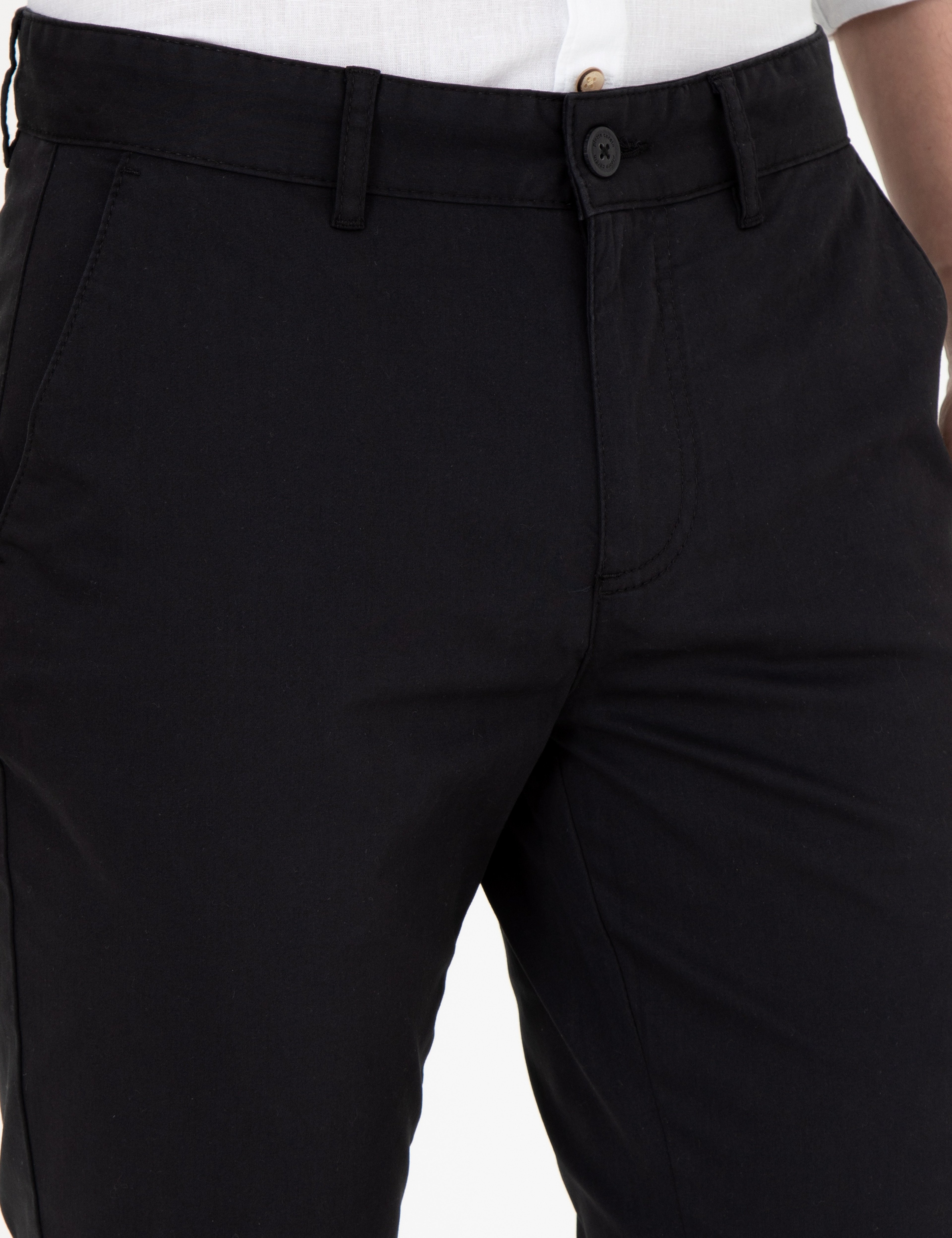 Siyah Slim Fit Basic Kanvas Pantolon