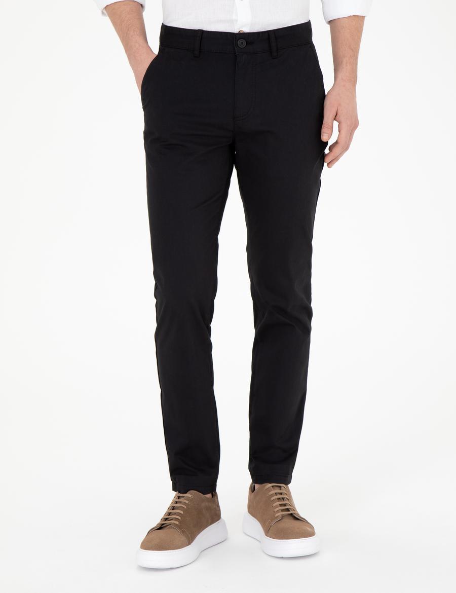 Siyah Slim Fit Kanvas Pantolon