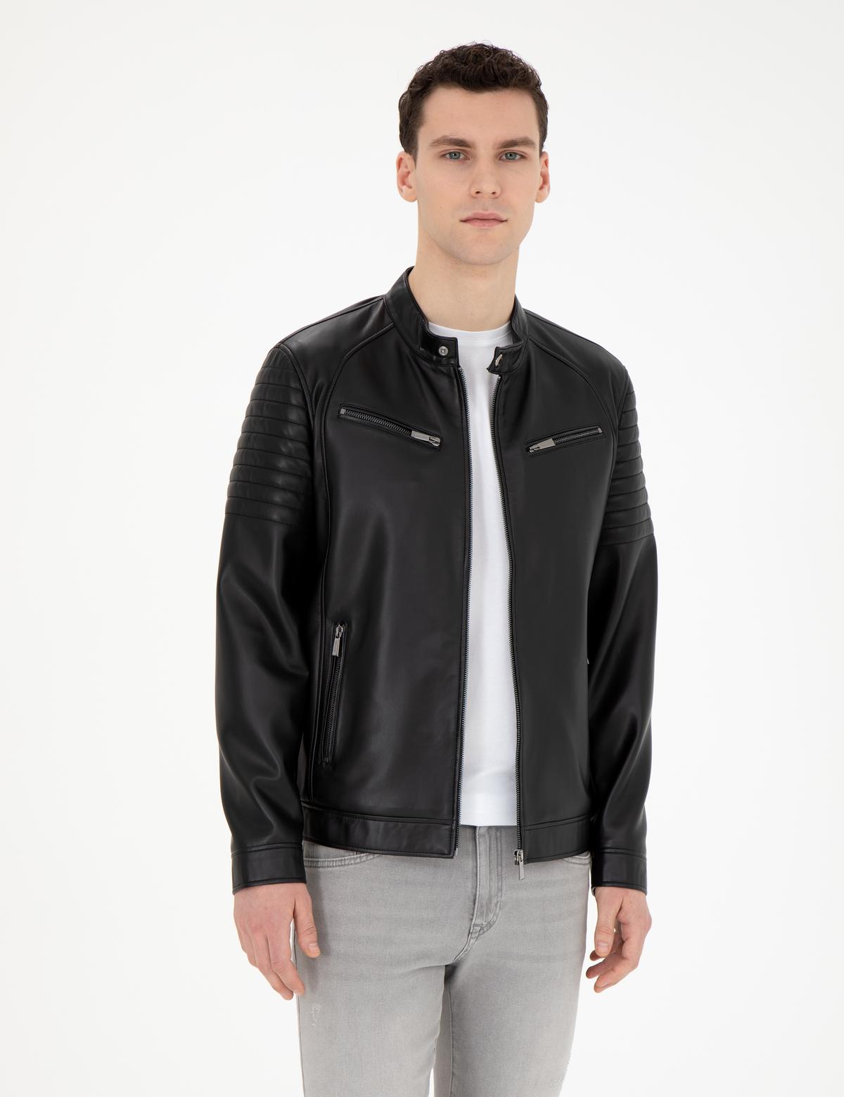 Siyah Suni Deri Ceket