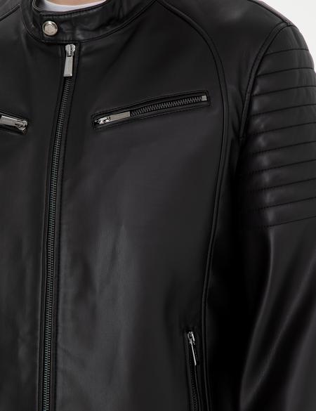 Siyah Suni Deri Ceket - 50293984005