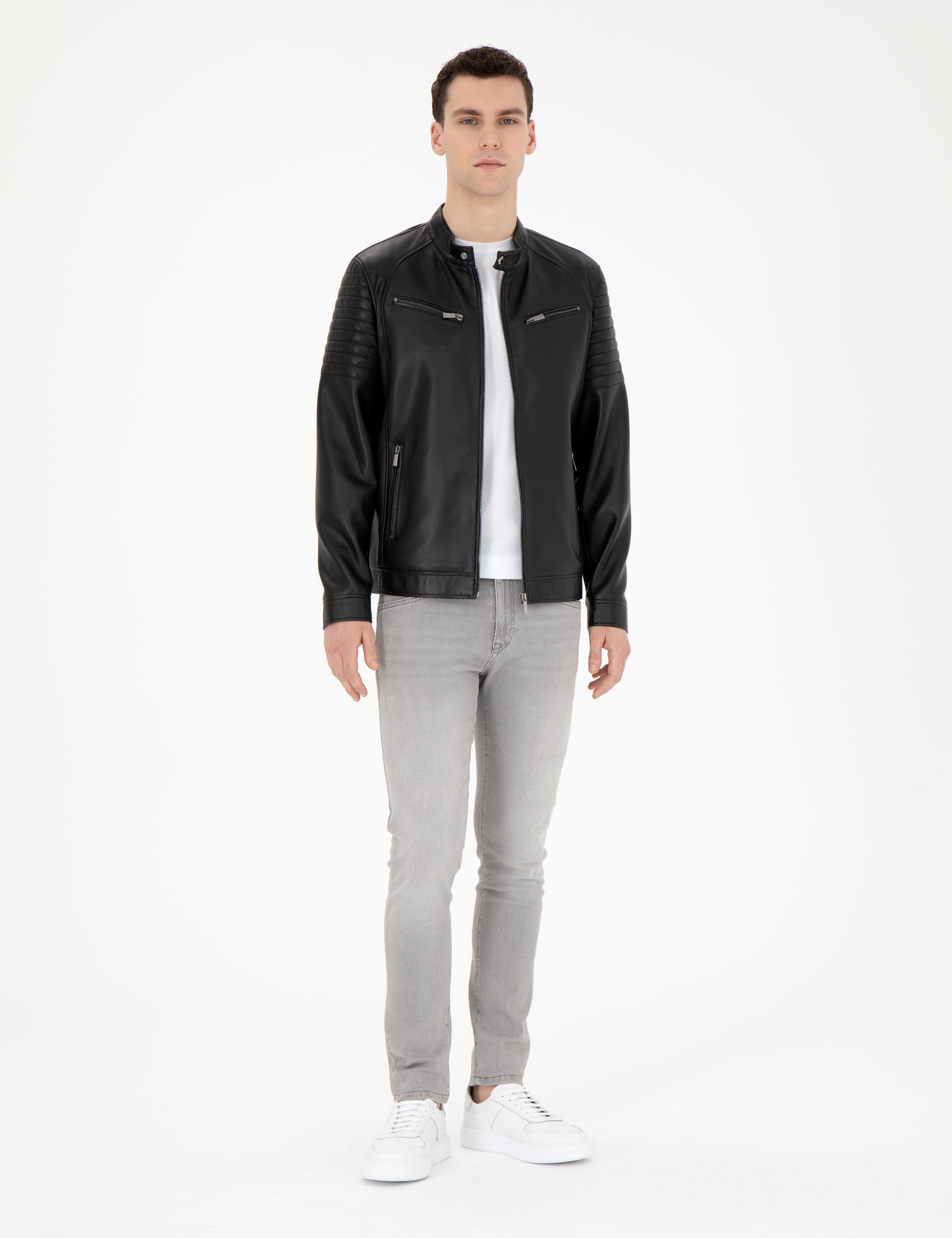 Siyah Suni Deri Ceket