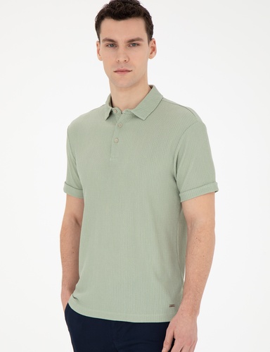 Yeşil Slim Fit Düğmeli Polo Yaka Tişört