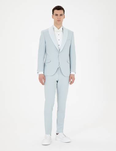 Açık Mavi Ex. Slim Fit Yelekli Smokin