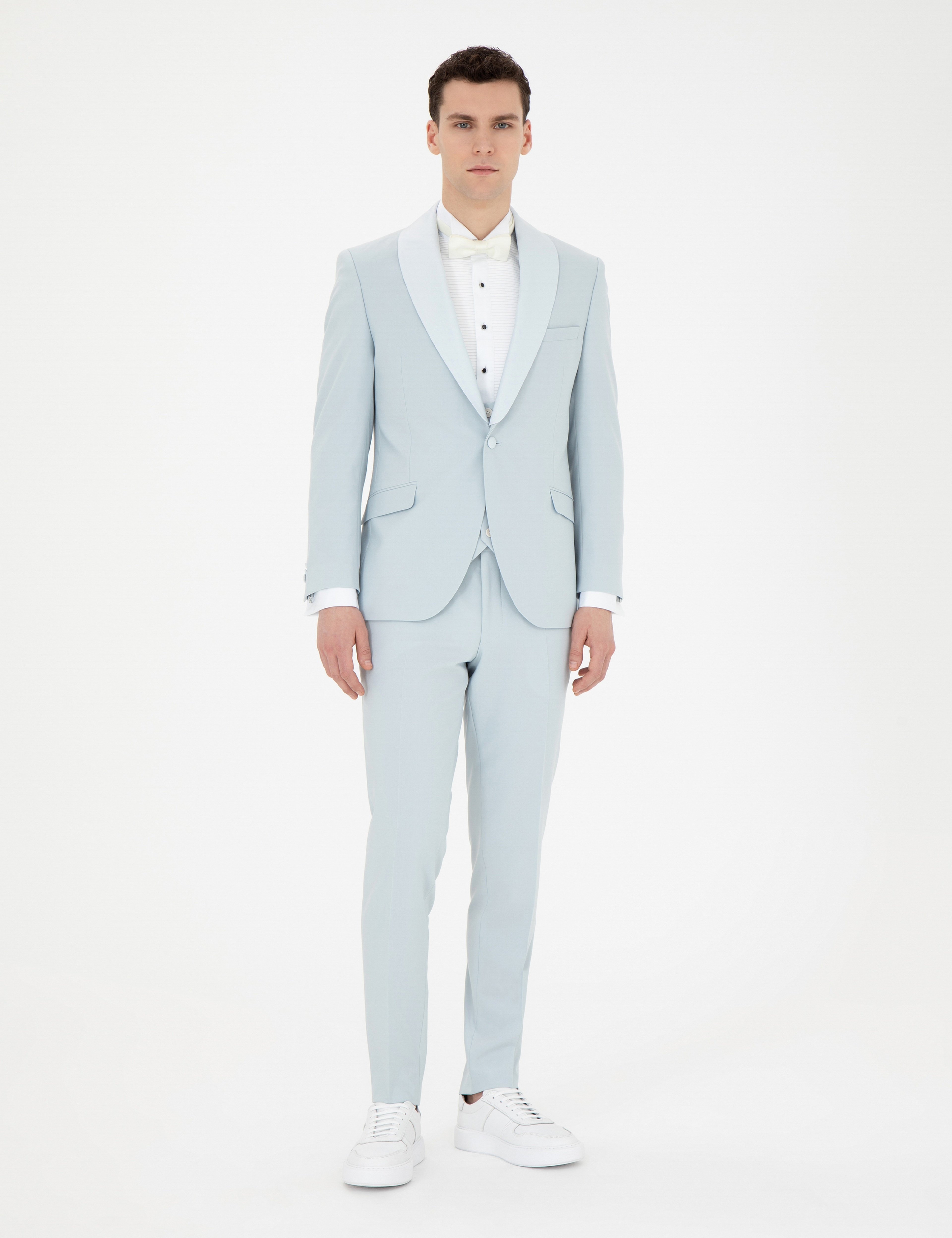 Açık Mavi Ex. Slim Fit Yelekli Smokin