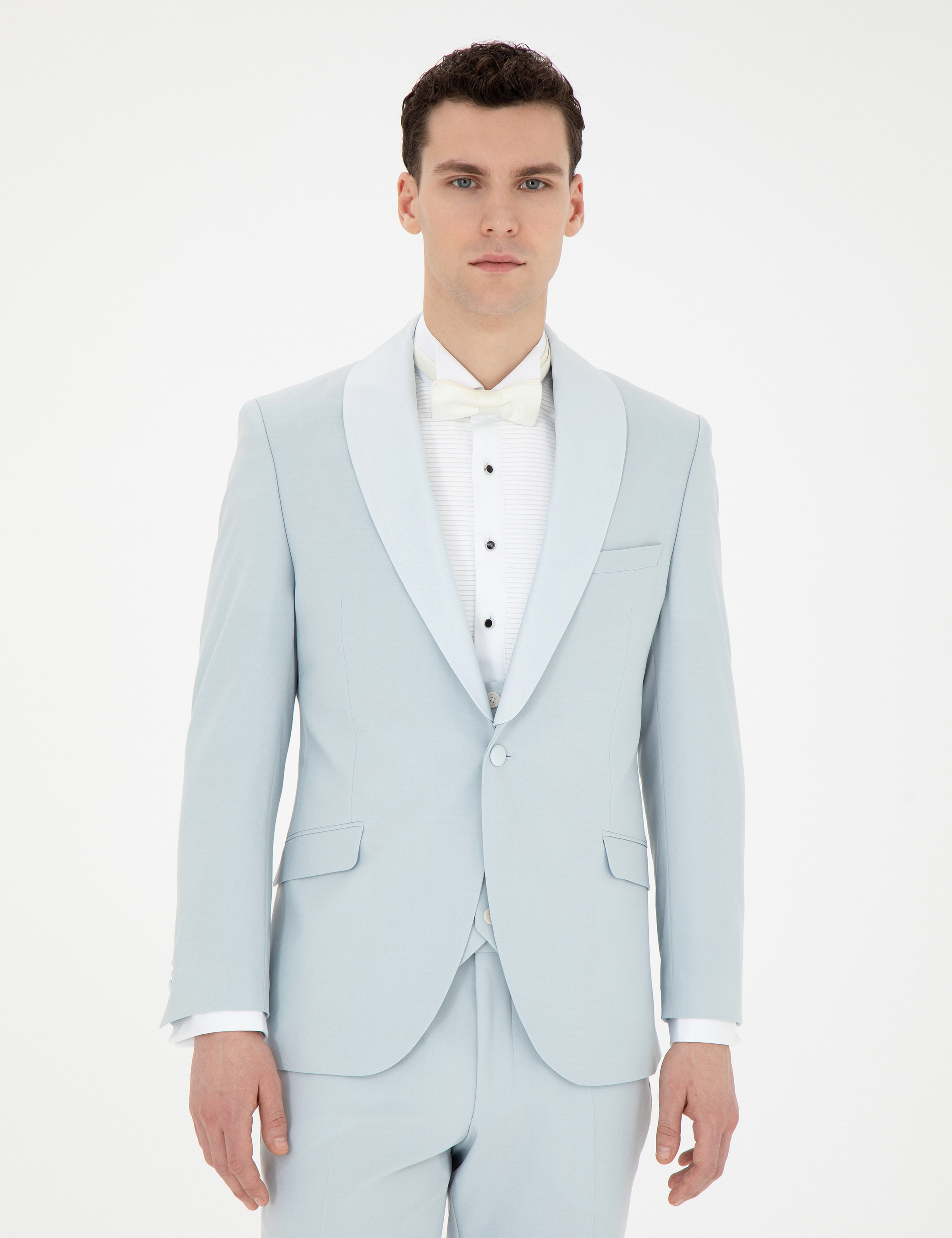 Açık Mavi Ex. Slim Fit Yelekli Smokin