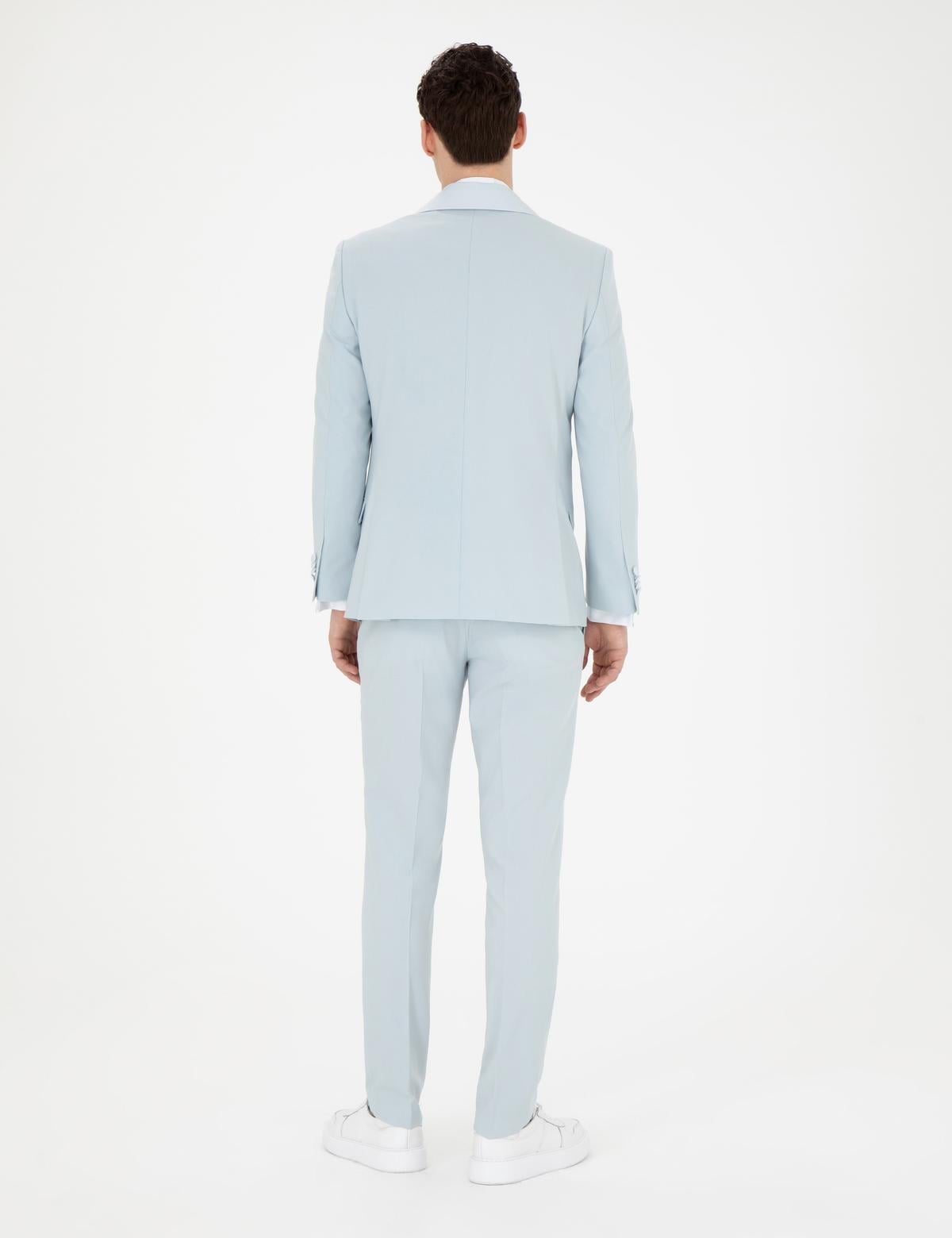 Açık Mavi Ex. Slim Fit Yelekli Smokin - 50288078077