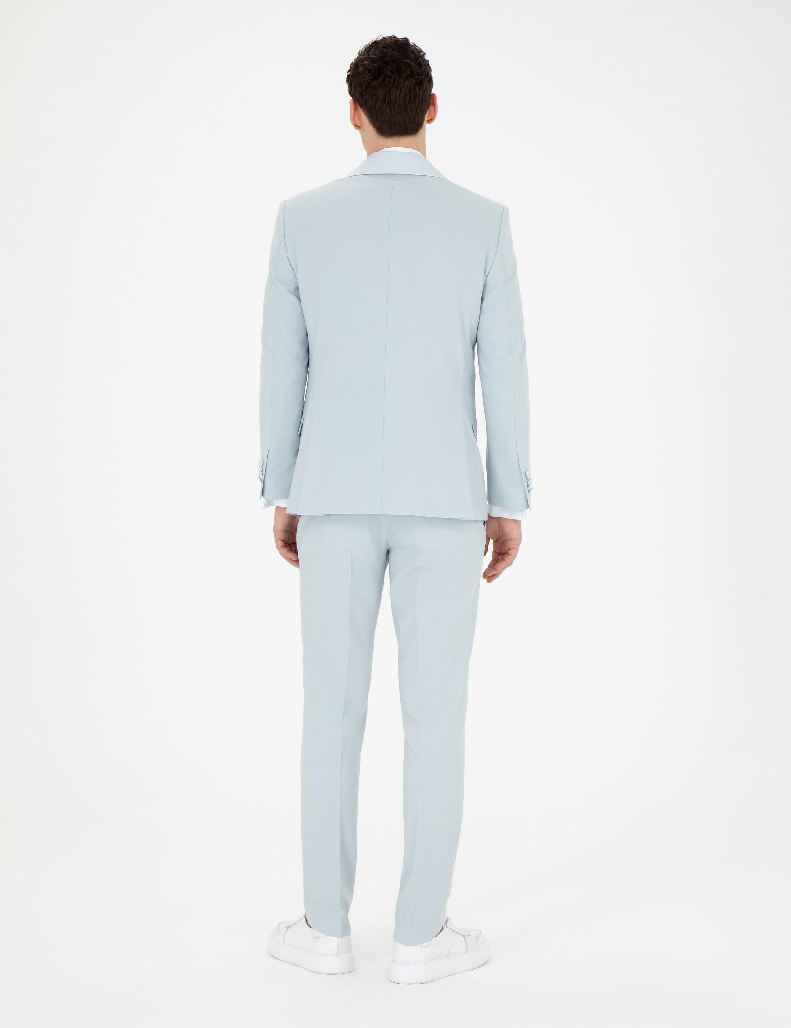 Açık Mavi Ex. Slim Fit Yelekli Smokin