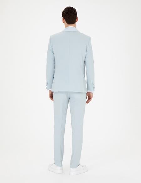 Açık Mavi Ex. Slim Fit Yelekli Smokin - 50288078077