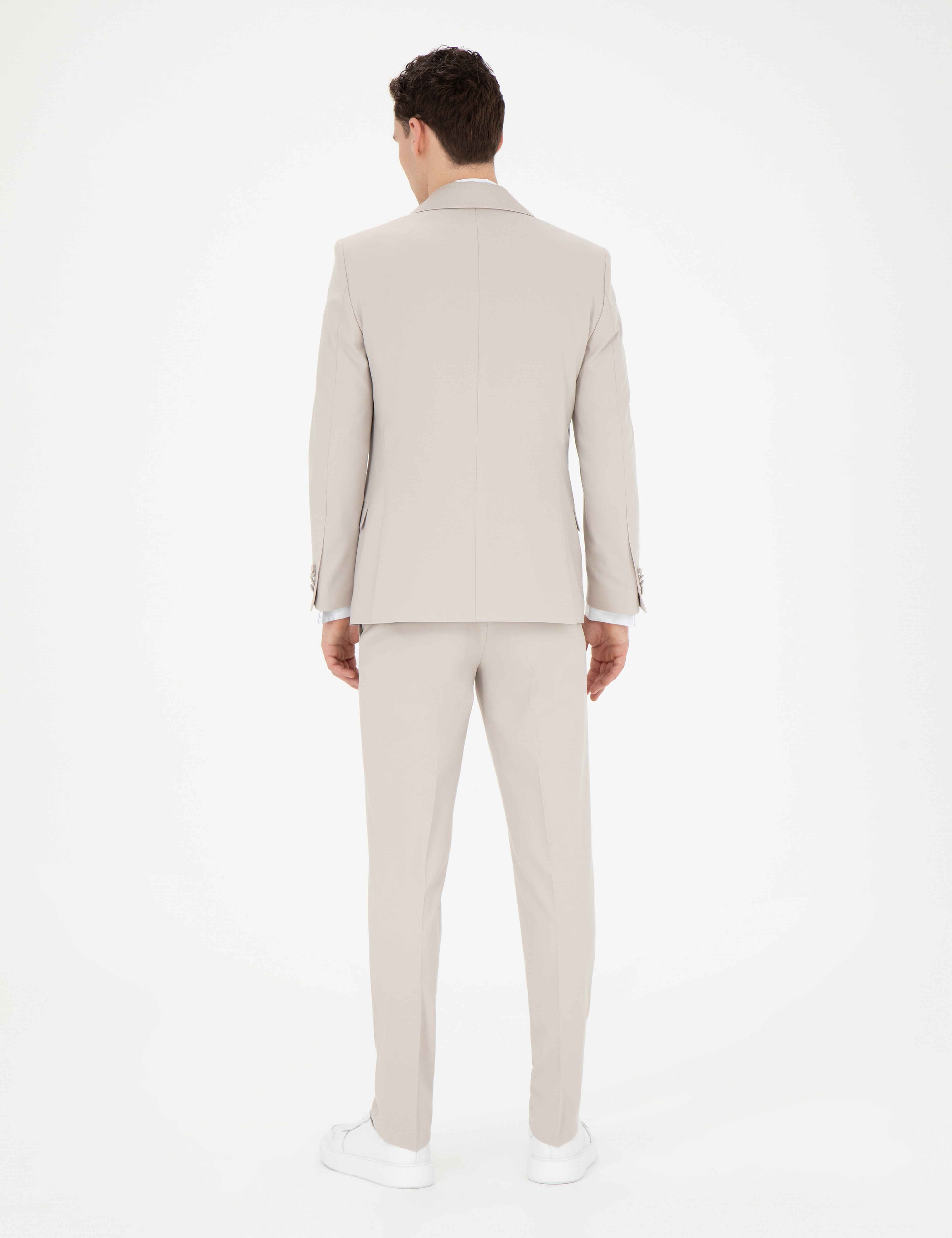 Bej Ex. Slim Fit Yelekli Smokin - Image 6