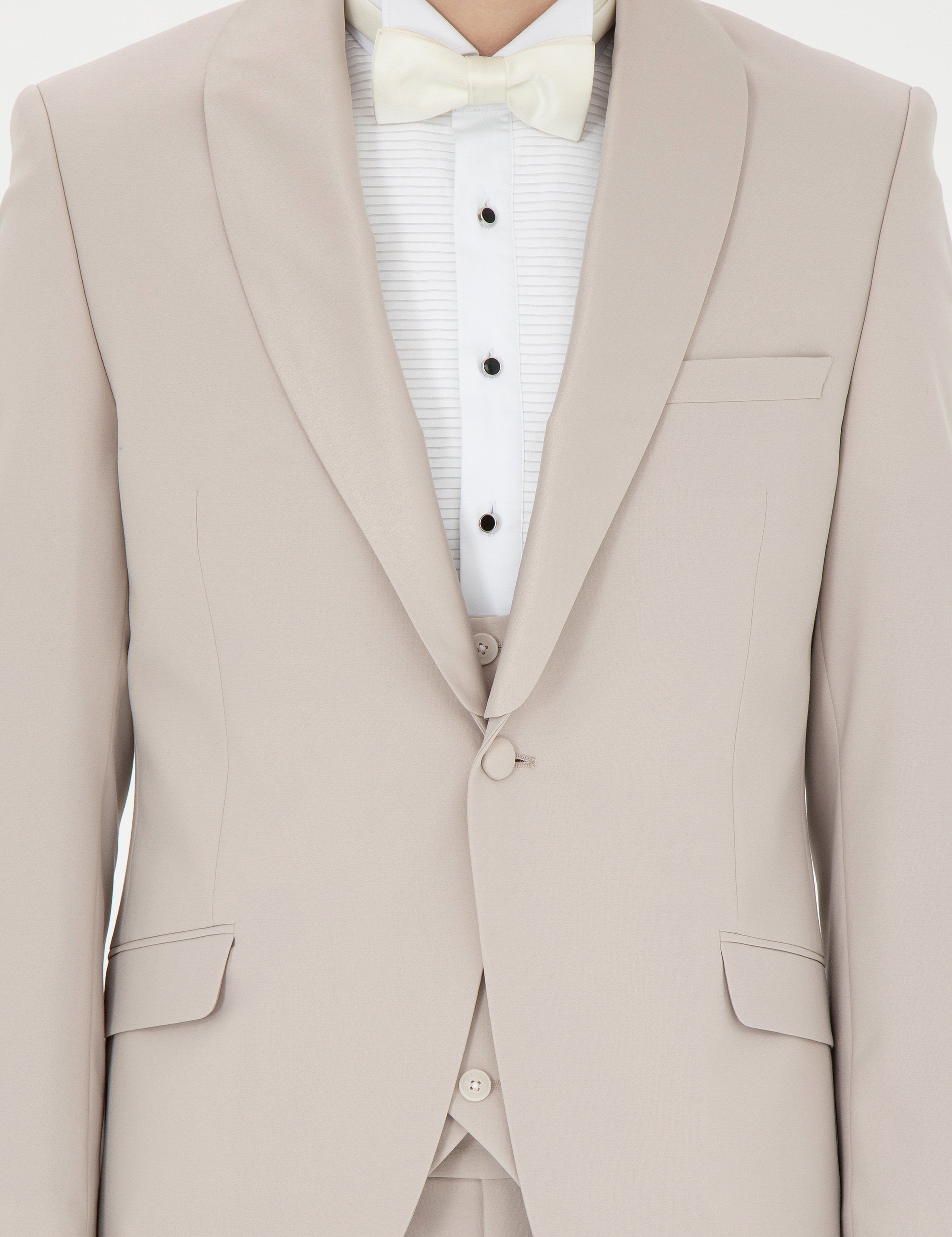 Bej Ex. Slim Fit Yelekli Smokin - Image 7