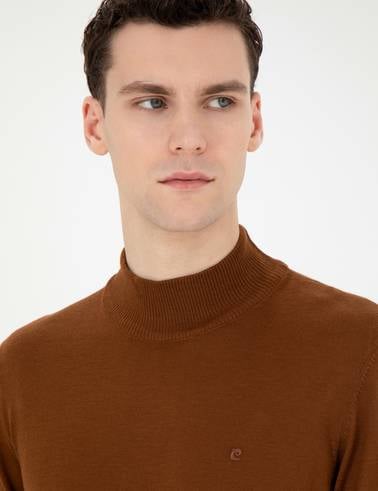 Taba Slim Fit Yarım Balıkçı Yaka Yün Karışımlı Basic Triko Kazak