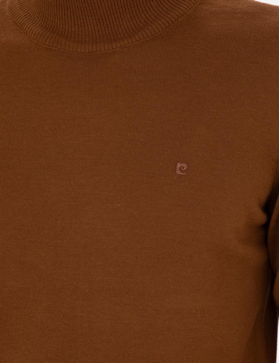 Taba Slim Fit Yarım Balıkçı Yaka Yün Karışımlı Basic Triko Kazak