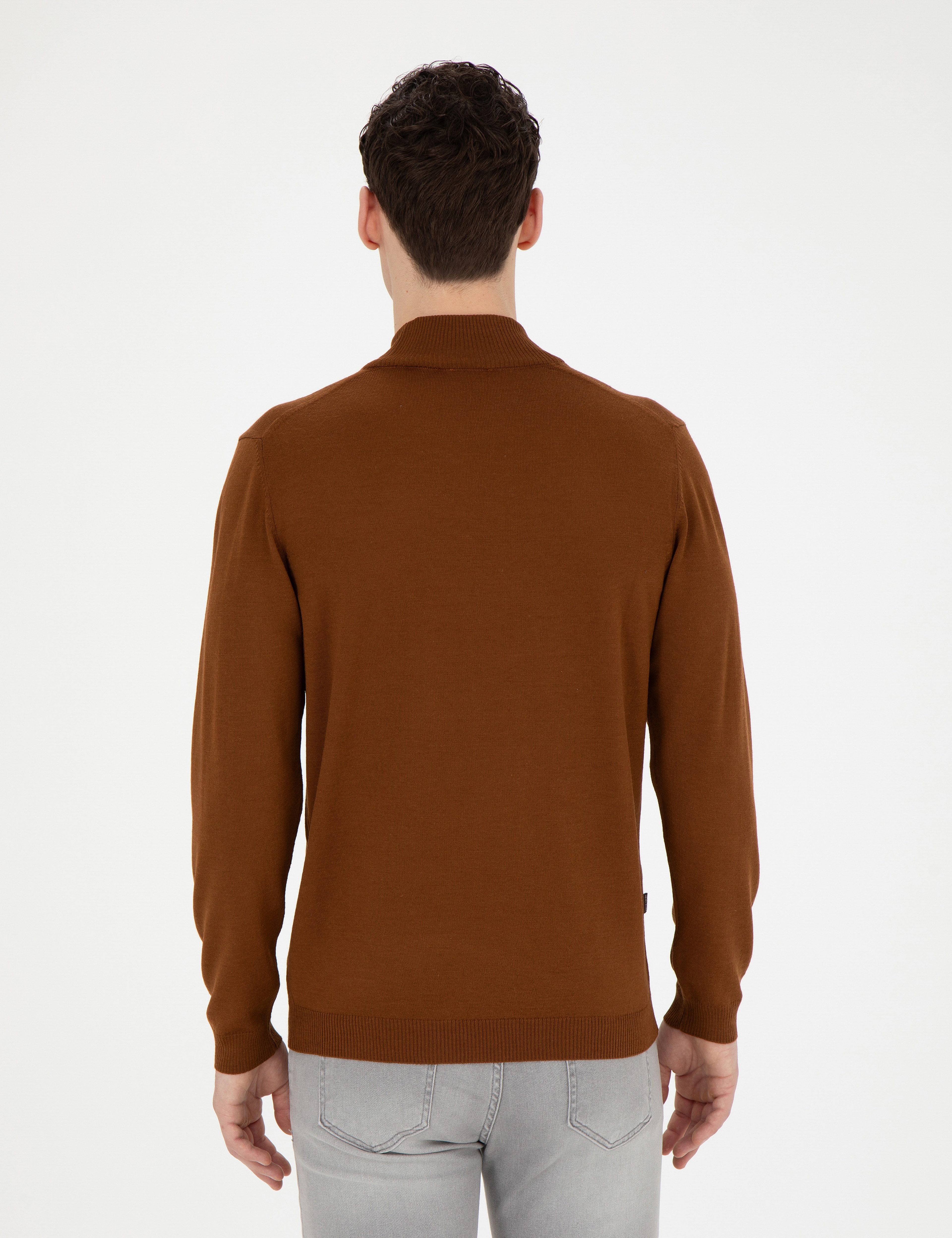 Taba Slim Fit Yarım Balıkçı Yaka Yün Karışımlı Basic Triko Kazak - Image 5