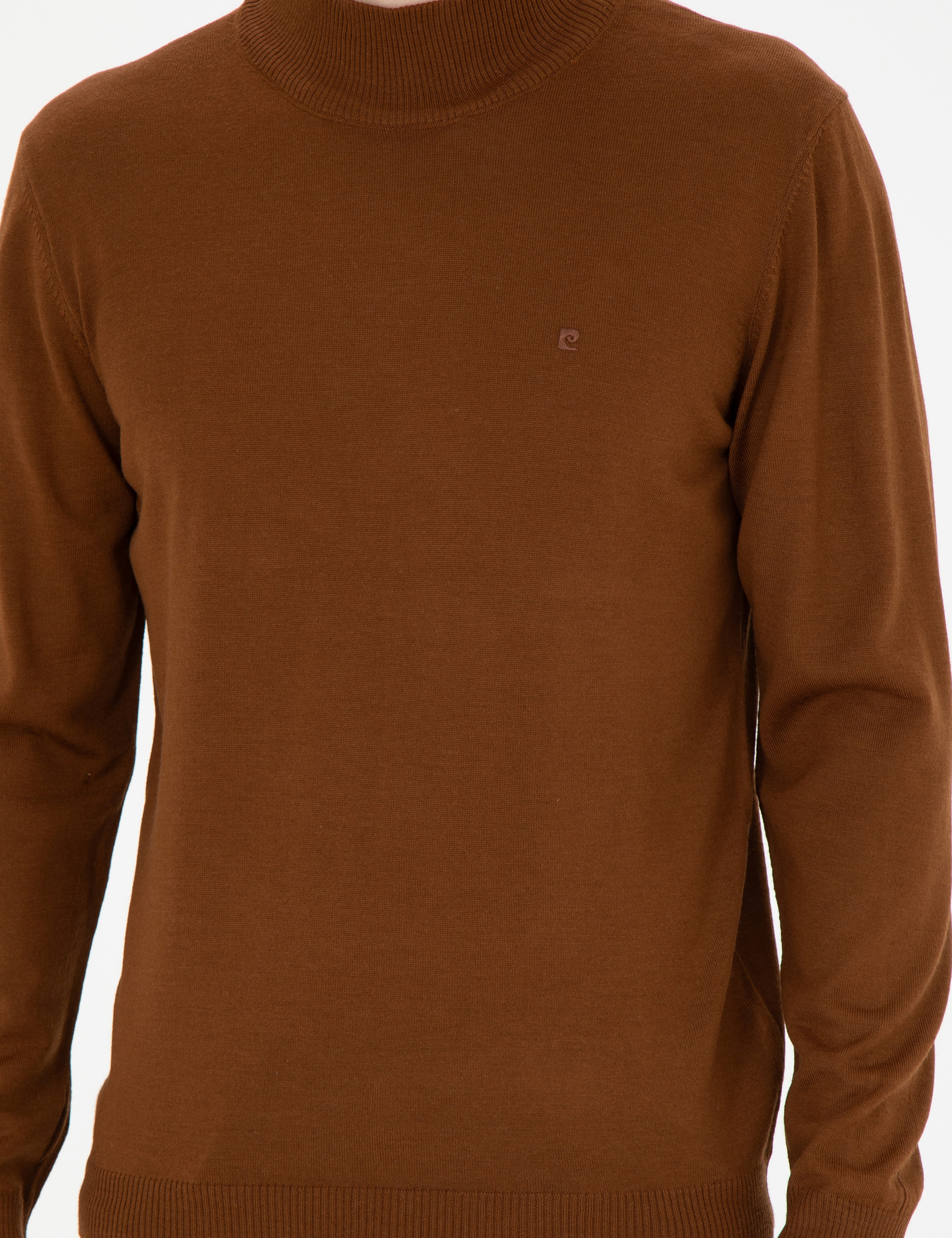 Taba Slim Fit Yarım Balıkçı Yaka Yün Karışımlı Basic Triko Kazak