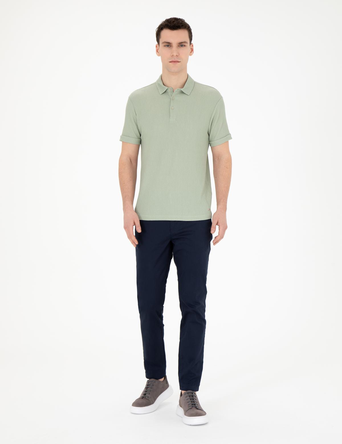 Lacivert Slim Fit Kanvas Pantolon