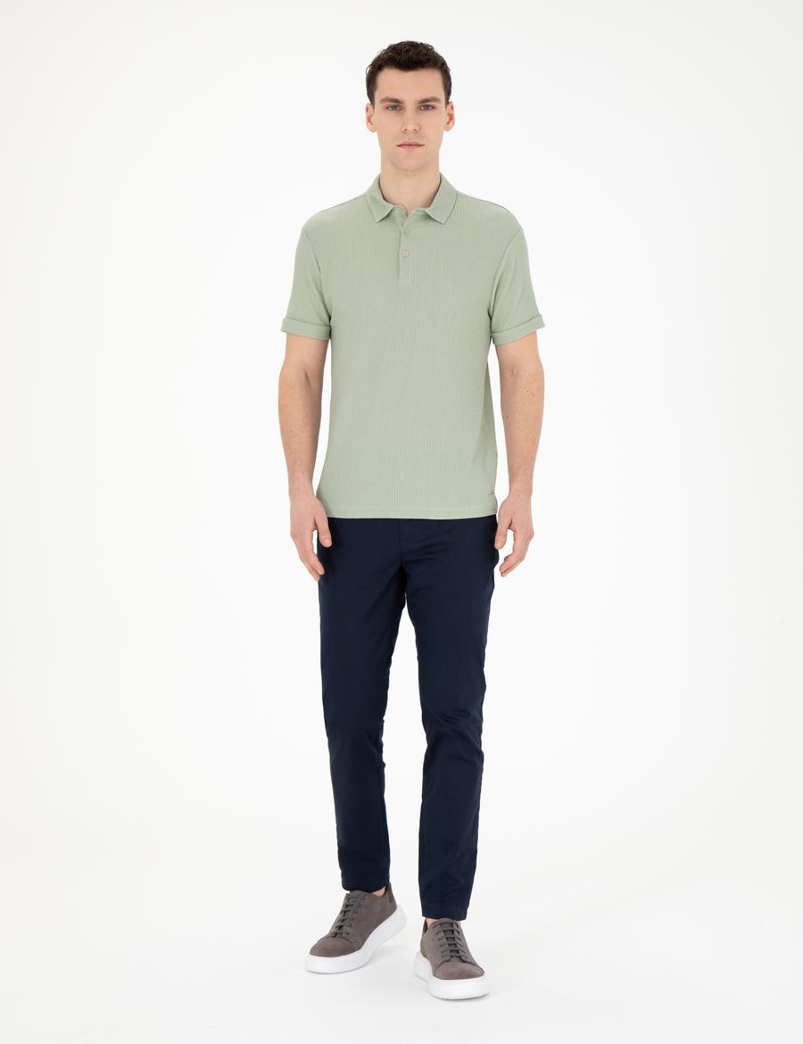 Lacivert Slim Fit Kanvas Pantolon