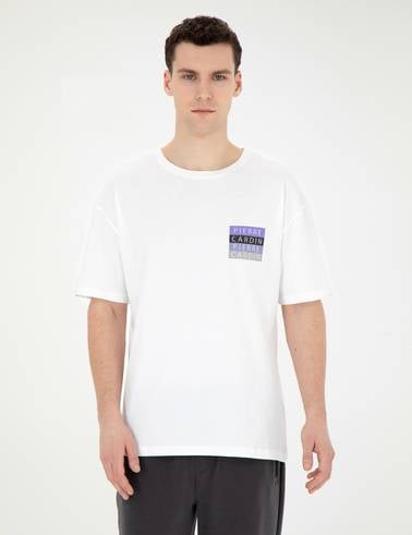 Beyaz Comfort Fit %100 Pamuk Bisiklet Yaka Tişört