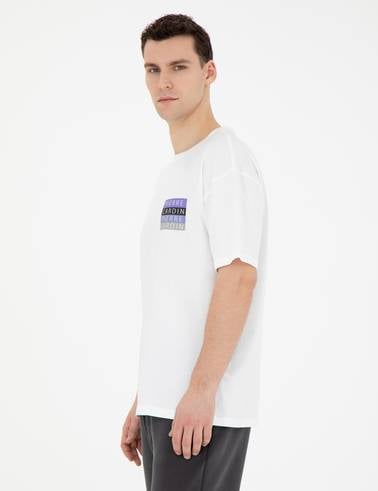 Beyaz Comfort Fit %100 Pamuk Bisiklet Yaka Tişört