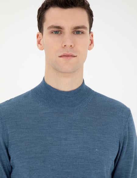 Mavi Slim Fit Yarım Balıkçı Yaka Yün Karışımlı Basic Triko Kazak - 50270055058