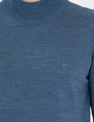 Mavi Slim Fit Yarım Balıkçı Yaka Yün Karışımlı Basic Triko Kazak