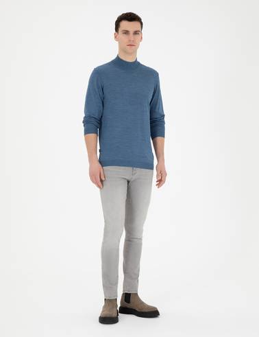 Mavi Slim Fit Yarım Balıkçı Yaka Yün Karışımlı Basic Triko Kazak