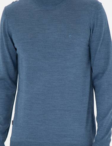 Mavi Slim Fit Yarım Balıkçı Yaka Yün Karışımlı Basic Triko Kazak