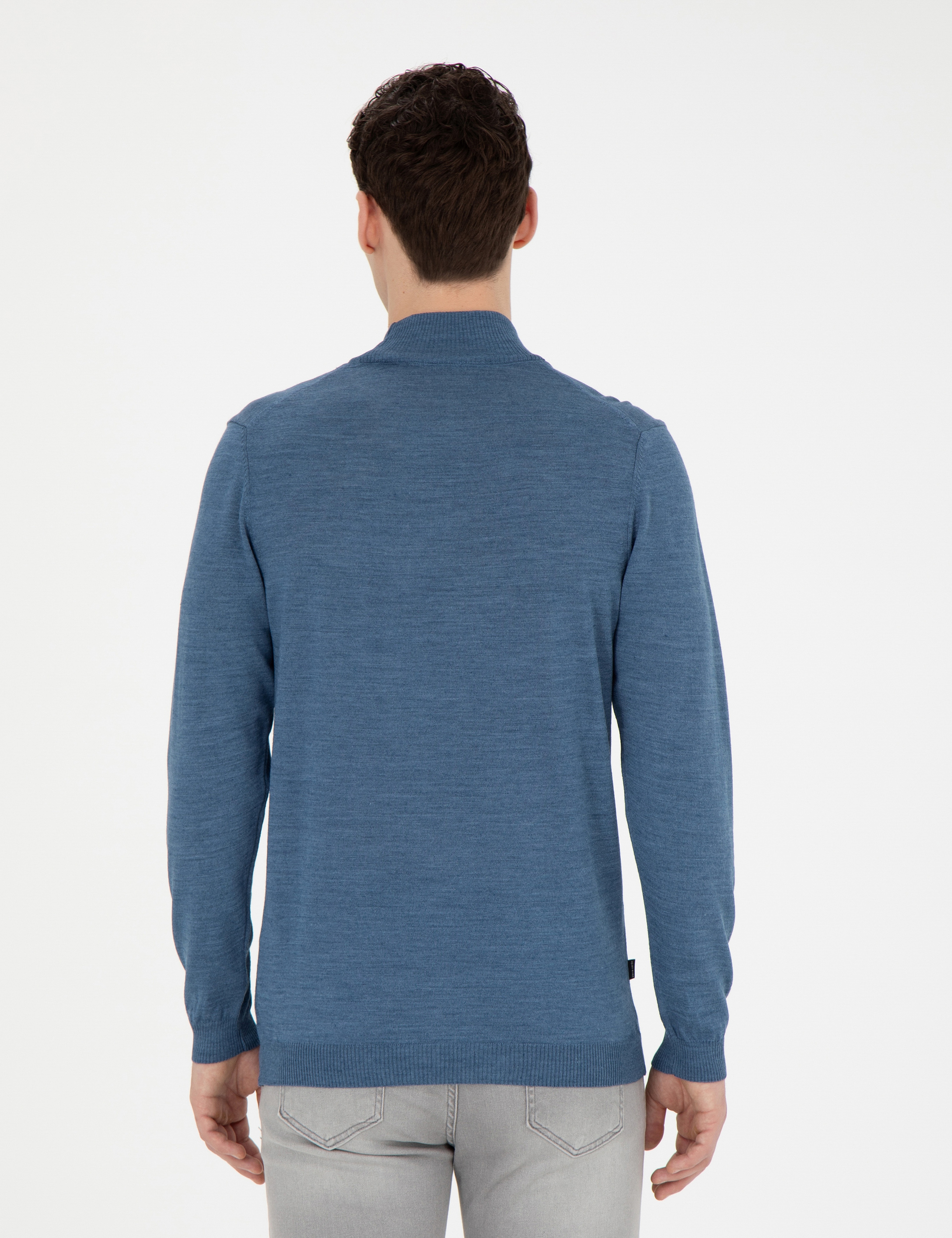 Mavi Slim Fit Yarım Balıkçı Yaka Yün Karışımlı Basic Triko Kazak - Image 5