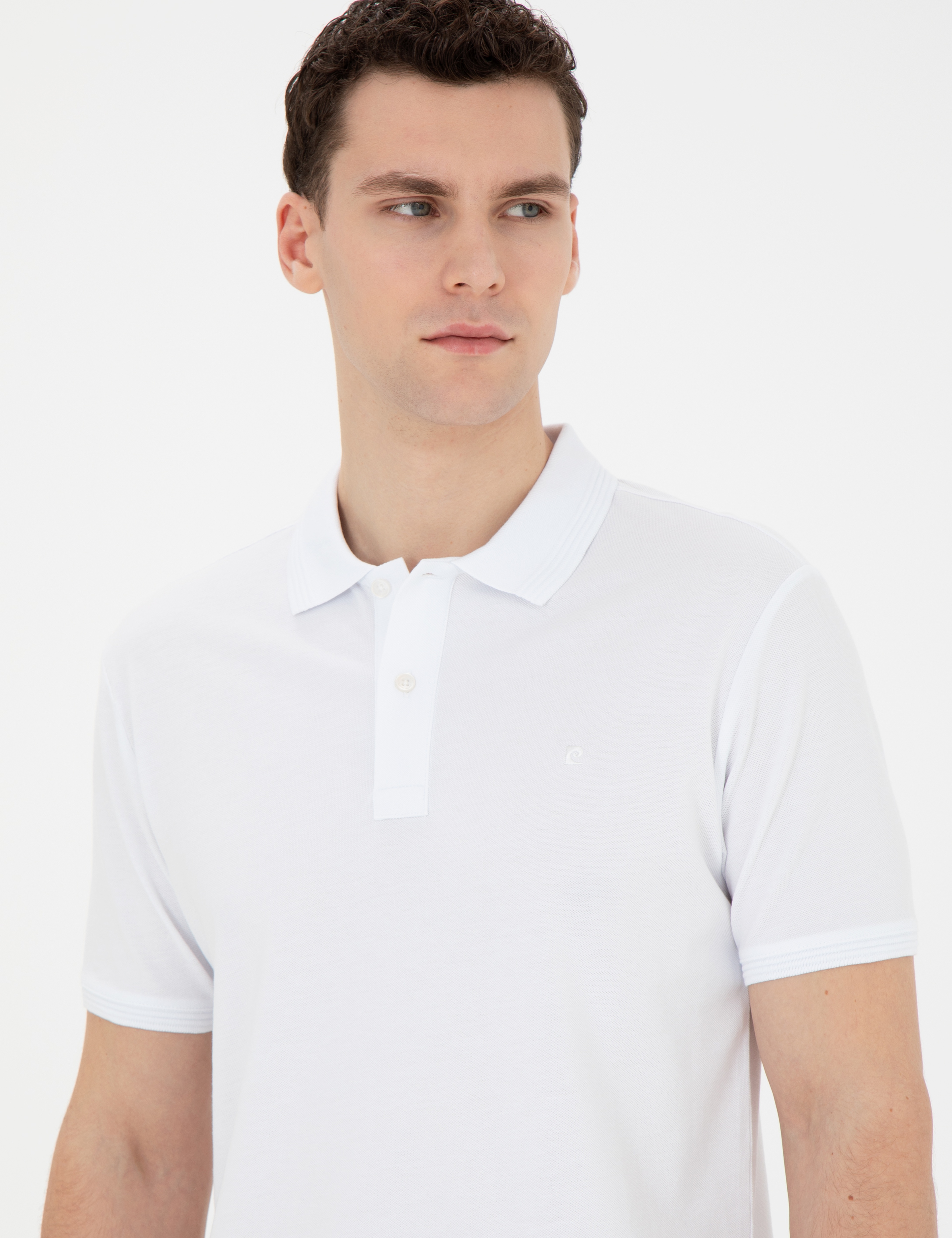 Beyaz Slim Fit Basic Tişört - Image 2