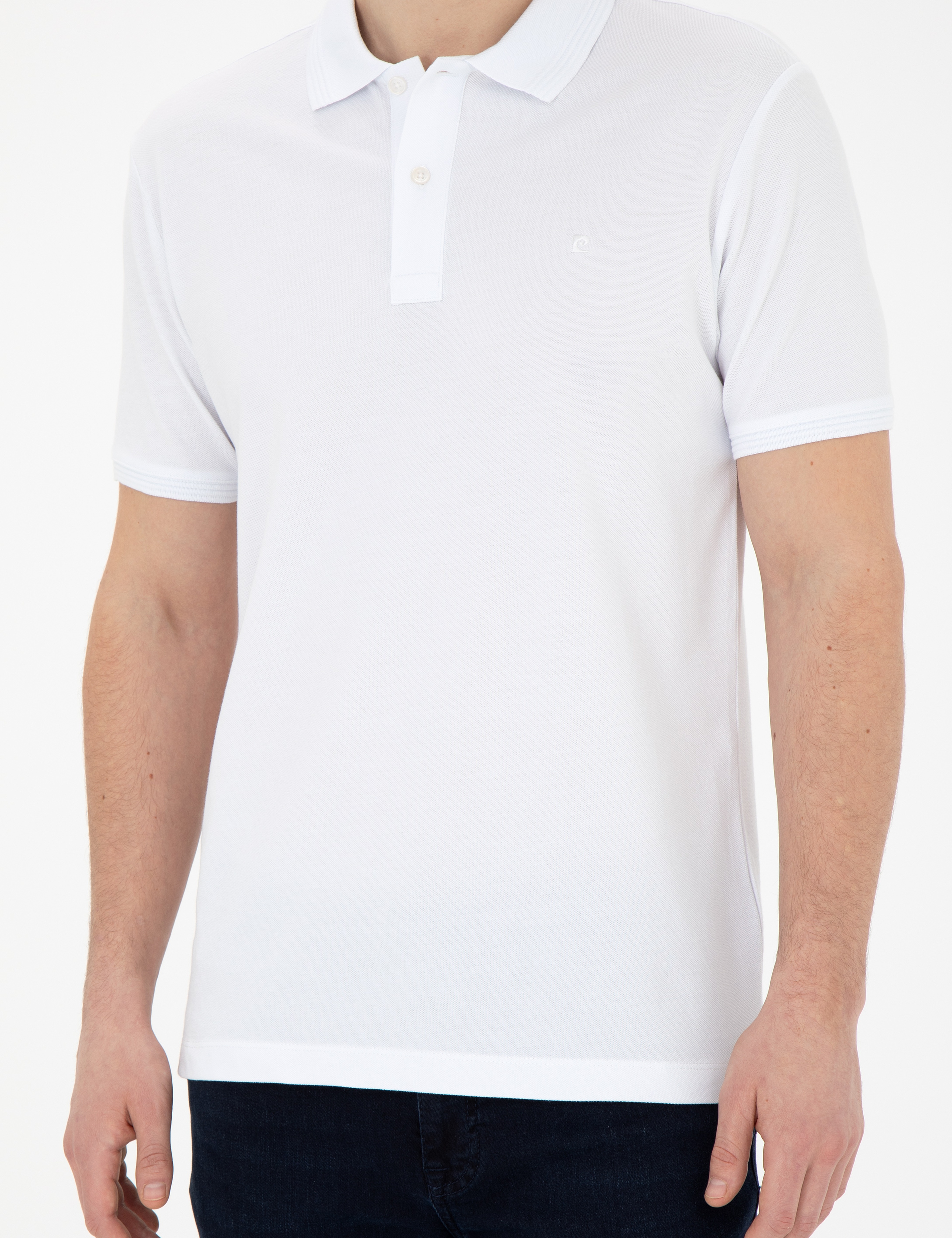 Beyaz Slim Fit Basic Tişört - Image 6