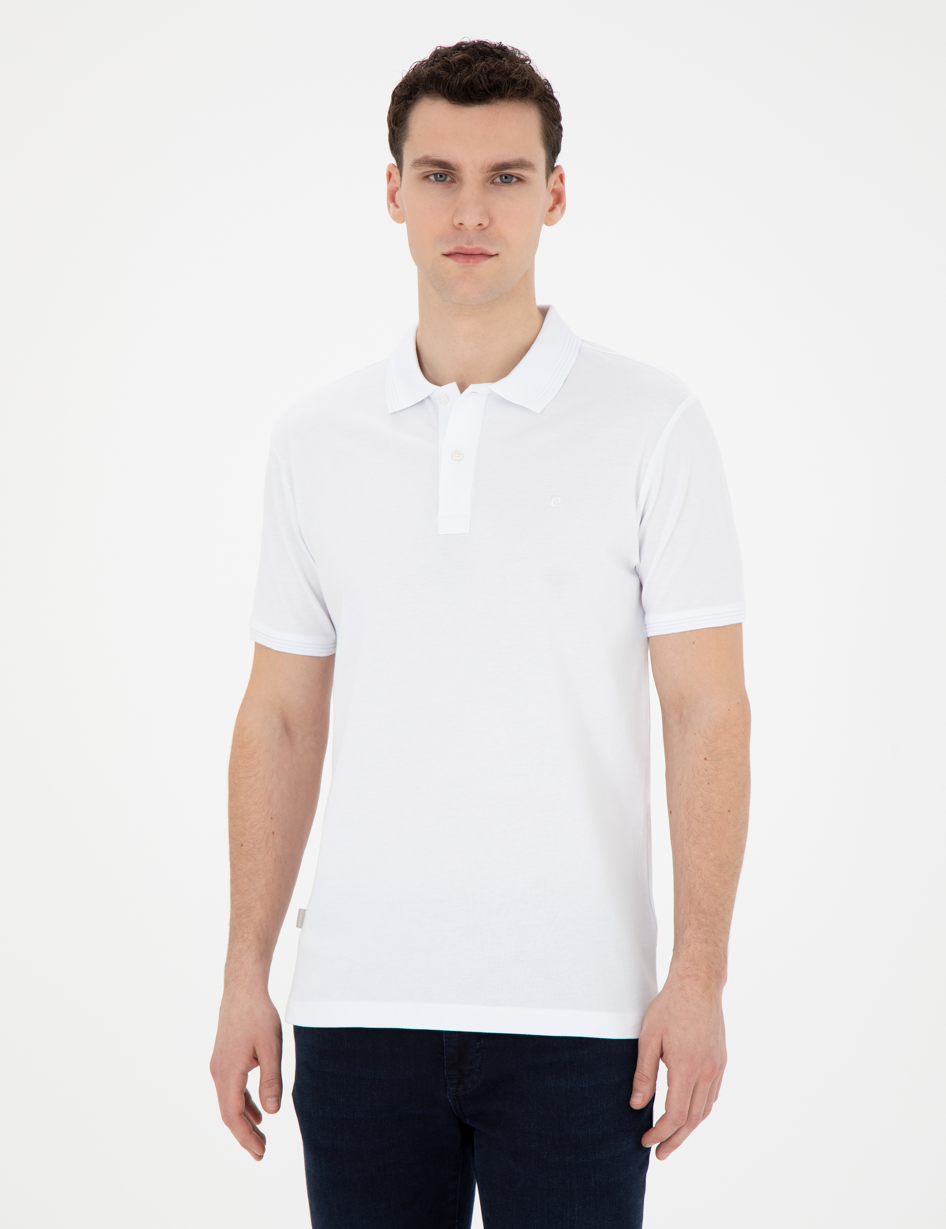 Beyaz Slim Fit Basic Tişört - Image 3