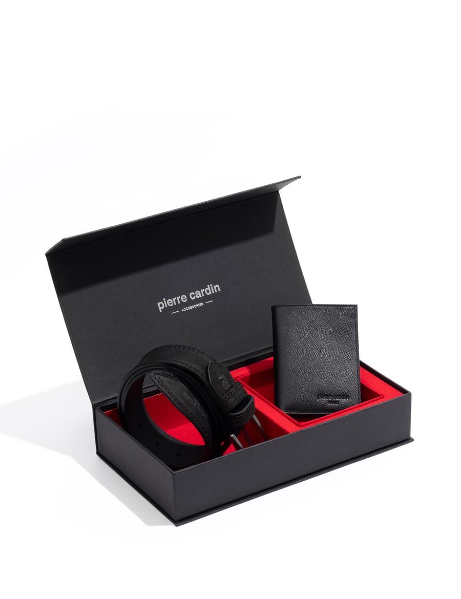 Siyah Kemer & Cüzdan Set