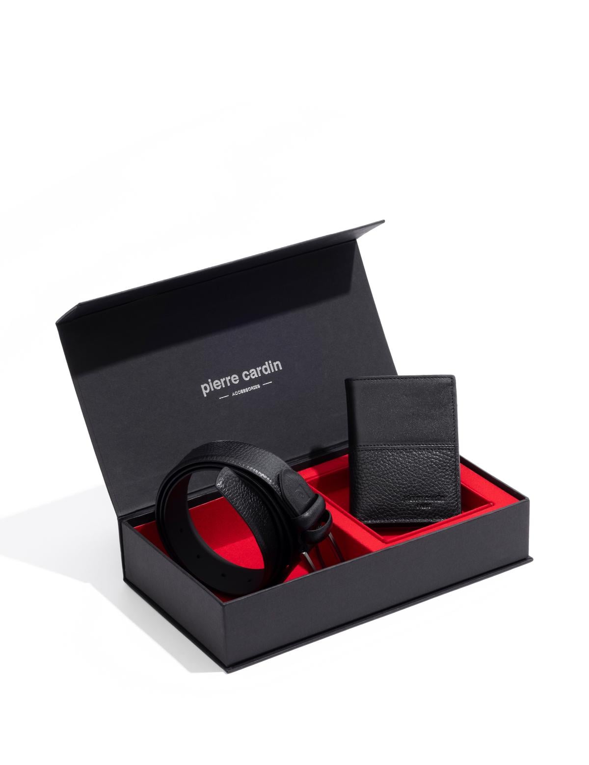 Siyah Kemer & Cüzdan Set