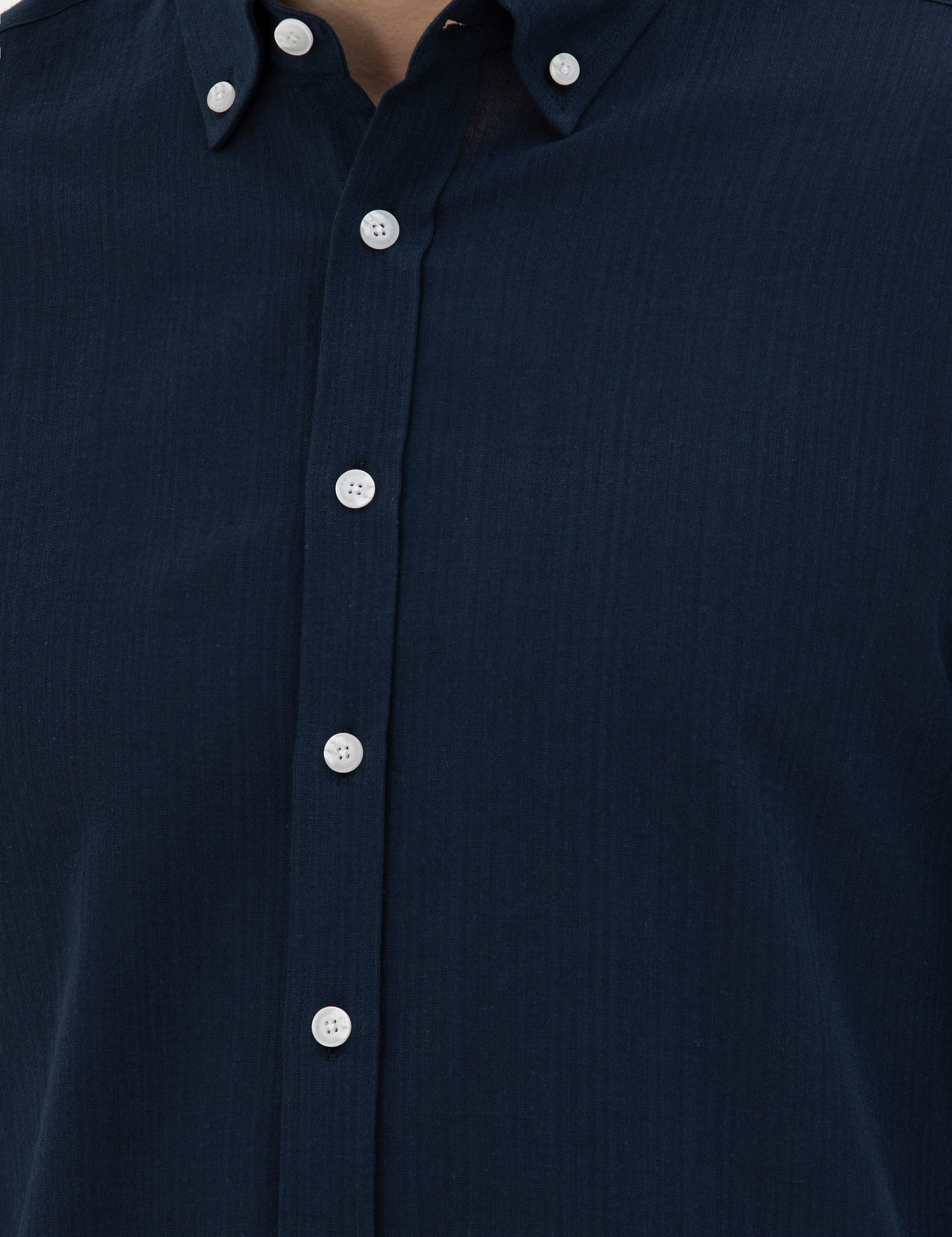 Lacivert Slim Fit Uzun Kollu Gömlek - Image 7
