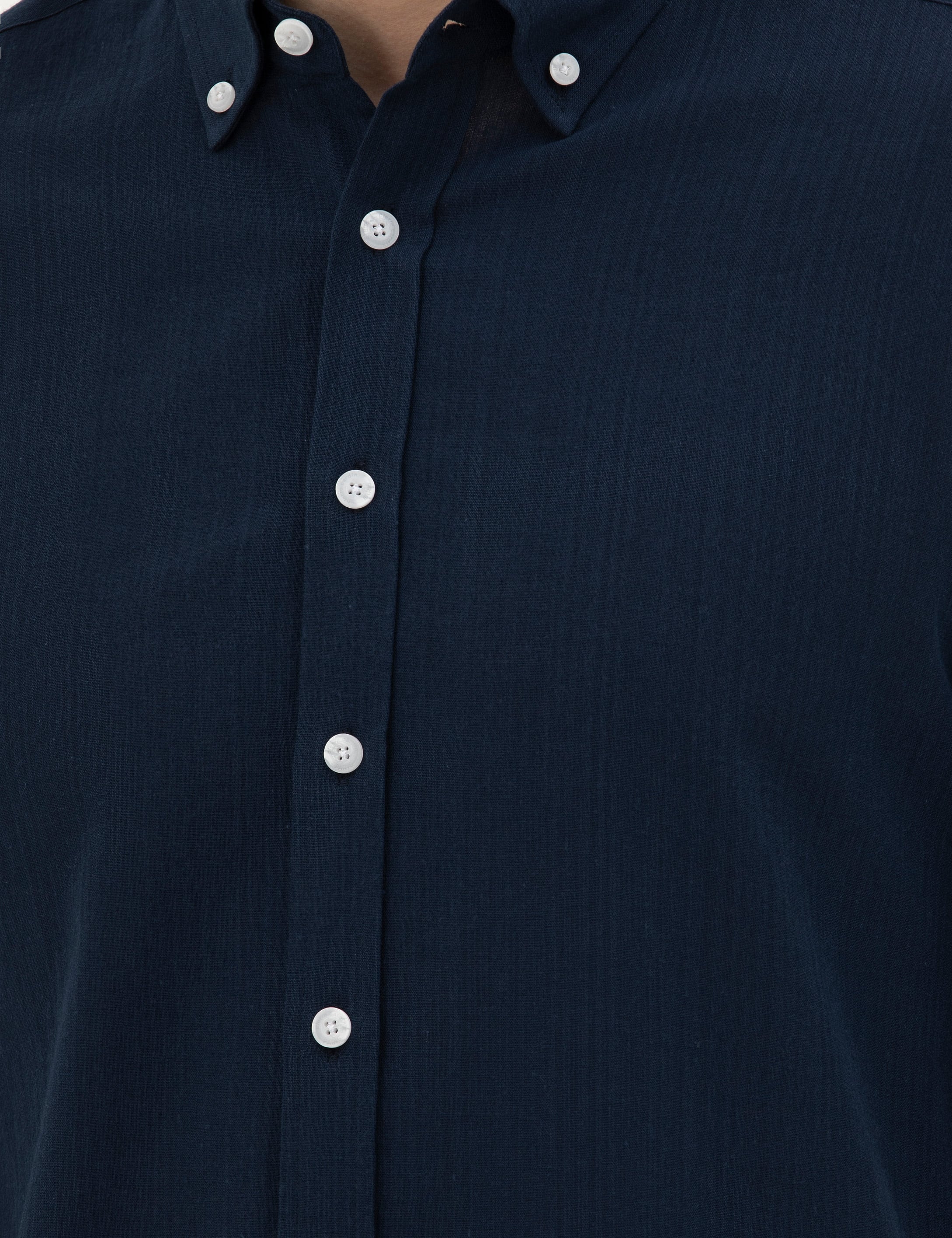 Lacivert Slim Fit Uzun Kollu Gömlek