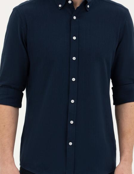 Lacivert Slim Fit Uzun Kollu Gömlek - 50283343070