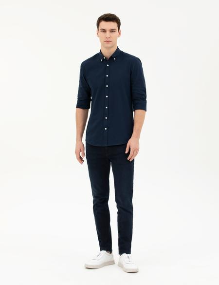 Lacivert Slim Fit Uzun Kollu Gömlek - 50283343070