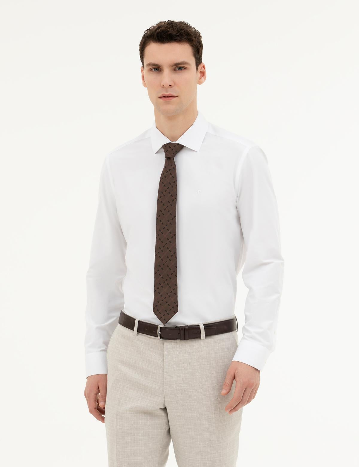 Beyaz Slim Fit Uzun Kollu Basic Gömlek