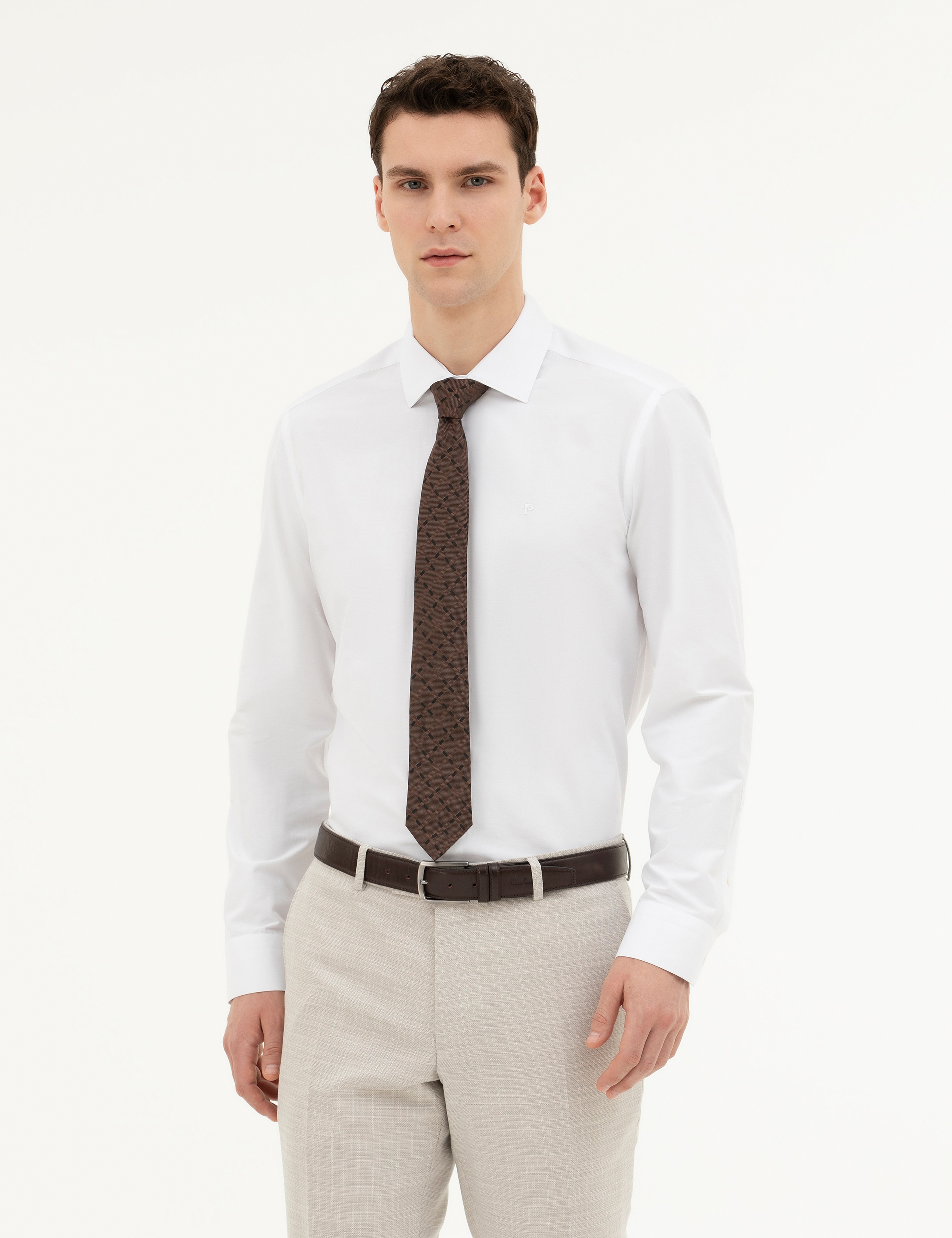 Beyaz Slim Fit Uzun Kollu Basic Gömlek - Image 1